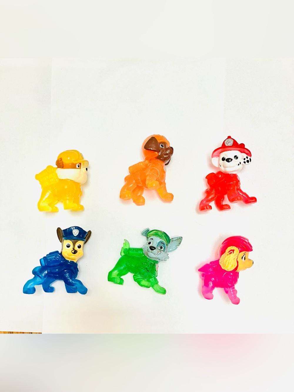 Paw Patrol Neon Mini Figures Lot(6) Minor Wear Plastic